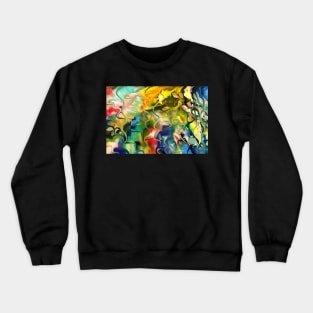 abstract art, blue, green, red, black, dark, Crewneck Sweatshirt